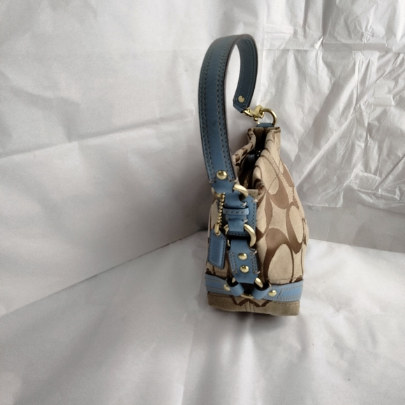 COACH Blue/Brown signature Vintage Handbag - Picture 8 of 15